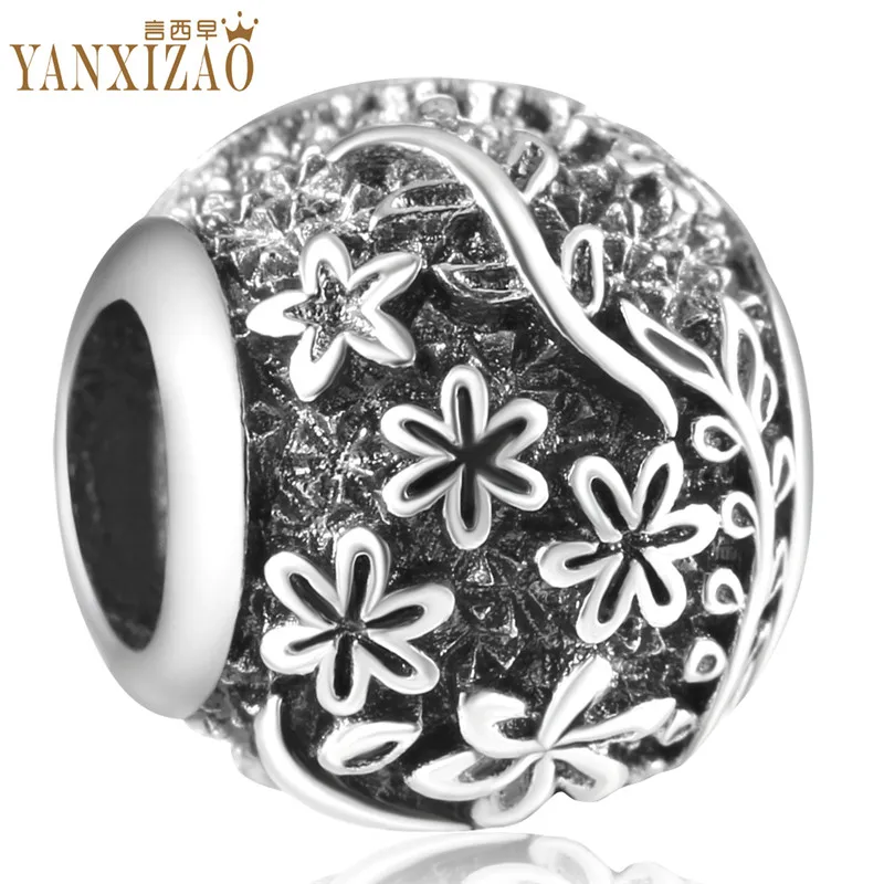YANXIZAO World для изготовления украшений вручную цветы Diy Бусины Подходят Pulseira Pandora браслет талисманы Серебро 925 Berloque