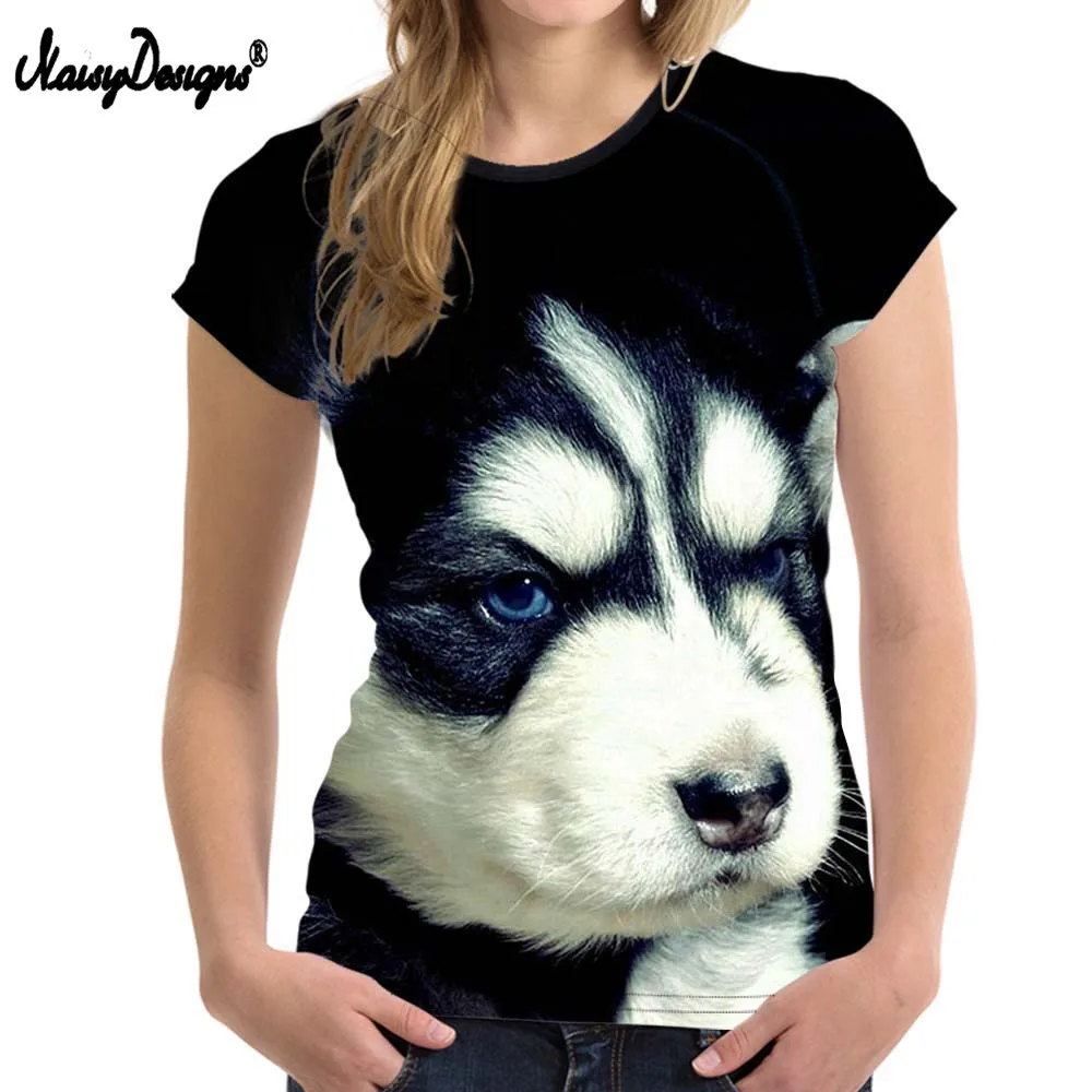 

NoisyDesigns Huskie Printing Women Tops Novelty T Shirt 2018 Summer Woman Shirt For Ladies Bodybuilding Tee Top Clothes Trend