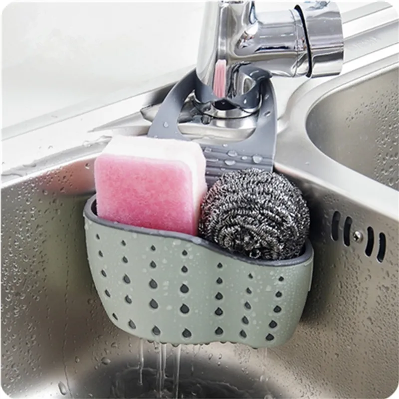 1Pcs Kitchen Sink Sponge Holder Bathroom Soap Hanging Shelves Rack Storage Basket Double Layer Buckle Design Pouch | Дом и сад