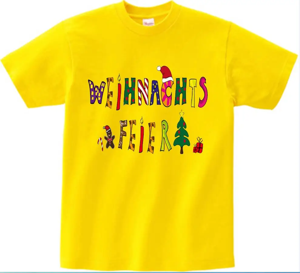 yellow childreTshirt Новые рождественские футболки для маленьких мальчиков и девочек Детские хлопковые футболки с рождественским узором, футболки с Санта Клаусом, детские летние топы, футболки, camiseta От 3 до 8 лет NN - Цвет: yellow childreTshirt