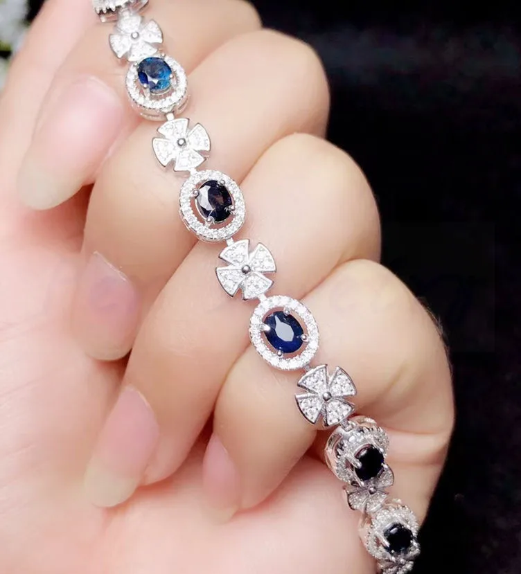 Браслет цепочка с сапфировым камнем 925 карат * 6 шт.|sapphire natural|sapphire densityshipping time |