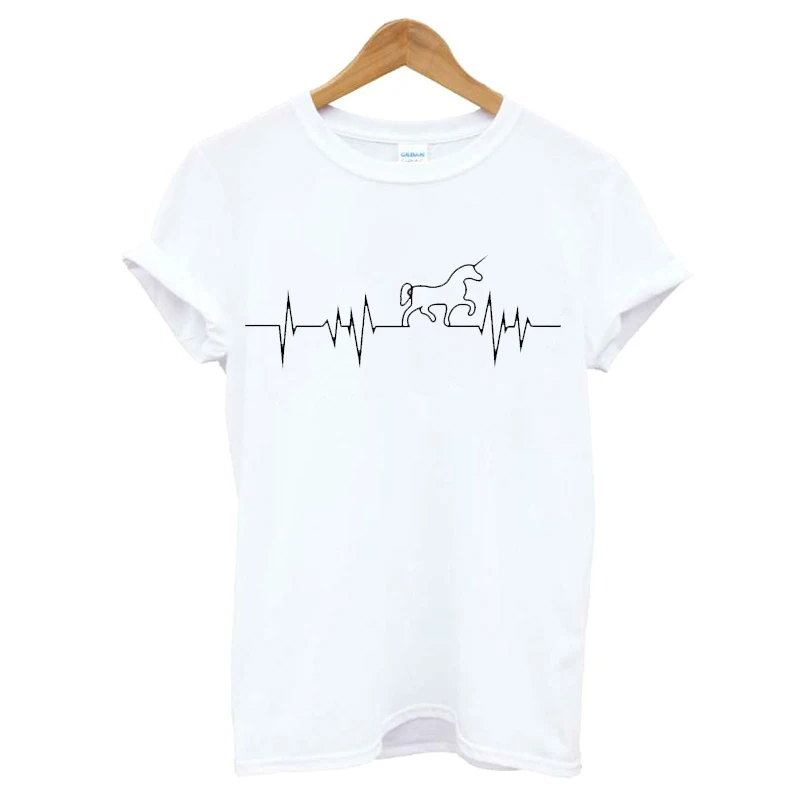 3 Color Plain T Shirt Women Cotton Elastic T-shirts Female Casual Tops Lovely Horse Printed Short Sleeve T-shirt Unicorn | Женская