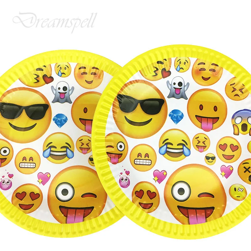10pcs/lot 7inch cartoon emoji QQ Party Supplies Disposable Paper Plates Kids Birthday Decorations Baby Shower | Дом и сад