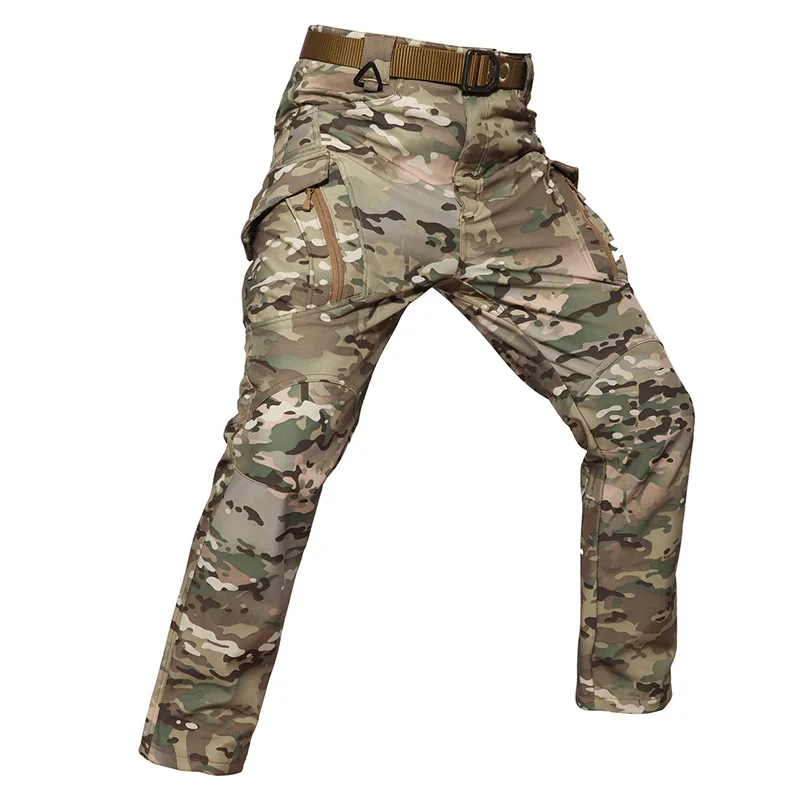 Refire gear IX9 стильные тактические камуфляжные штаны из мягкой оболочки, мужские Водонепроницаемые Военные флисовые брюки-карго, зимние теплые армейские брюки - Цвет: CP