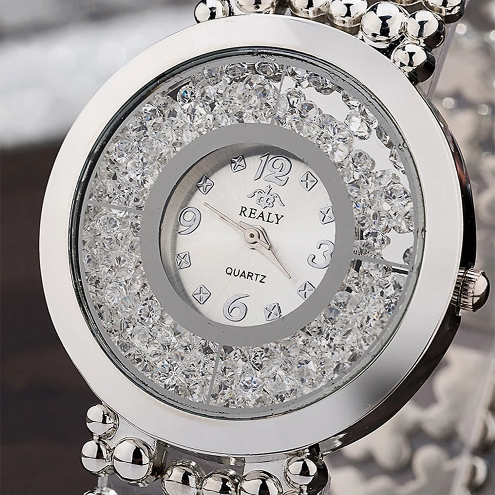 Женские часы с бриллиантами Reloj Mujer блестящие Кварцевые наручные из нержавеющей