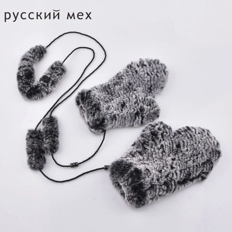 Женский Настоящий мех кролика Перчатки милых дам из натурального меха