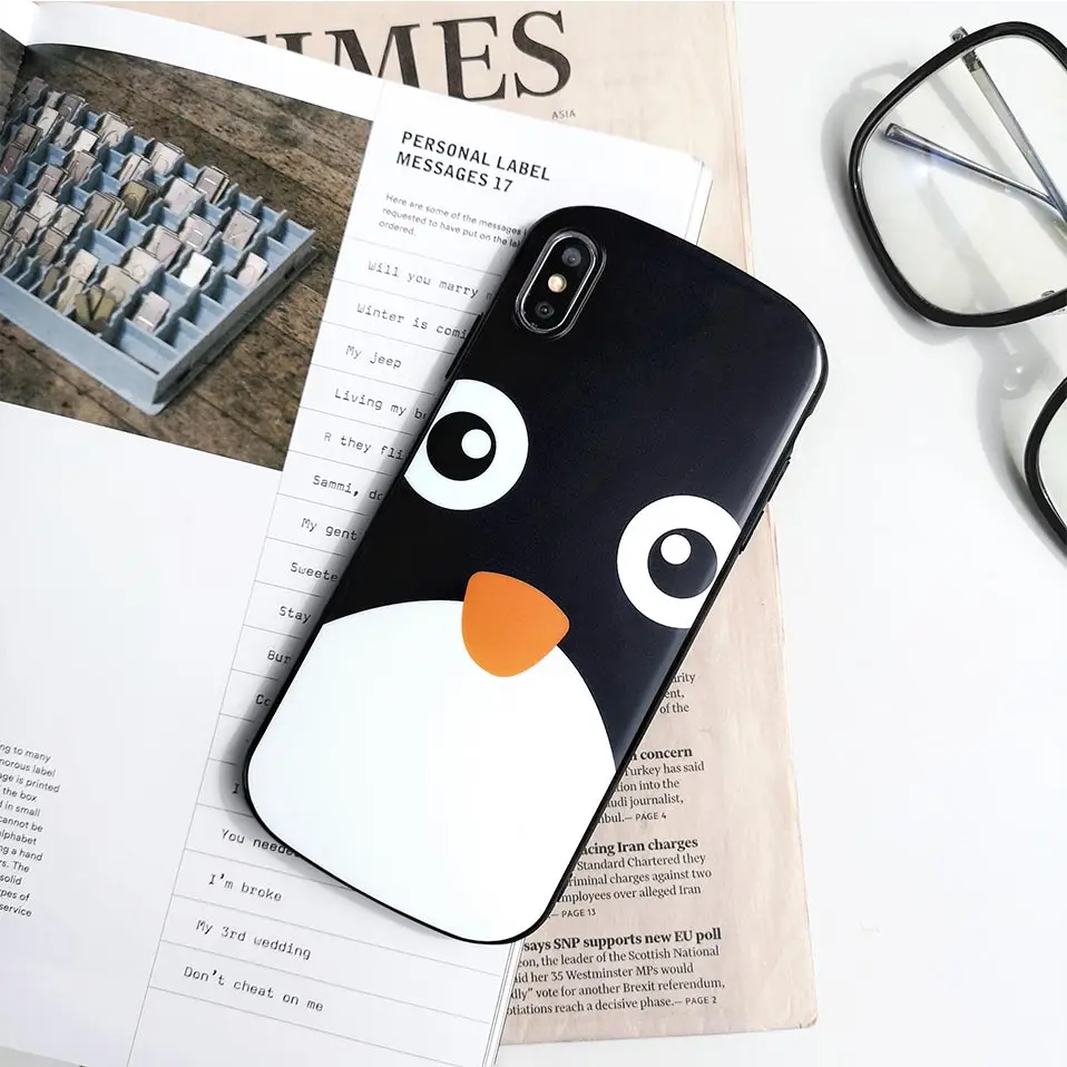 Милый чехол для телефона с пингвином iPhone XS Max 6 7 8 мягкая задняя крышка из ТПУ S Plus X