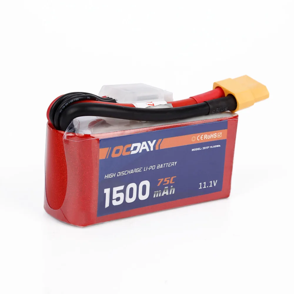 1pcs OCDAY 11.1V 14.8V 1300mAh 1500mah 1800mah 75C Lipo Battery XT60 Plug for 150-280 Raing Quacopter | Игрушки и хобби