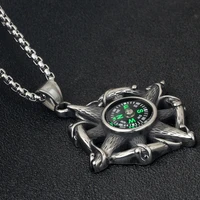 316l stainless steel retro sun compass pendant necklace mens unisexs jewelry high quality box chain 24inch