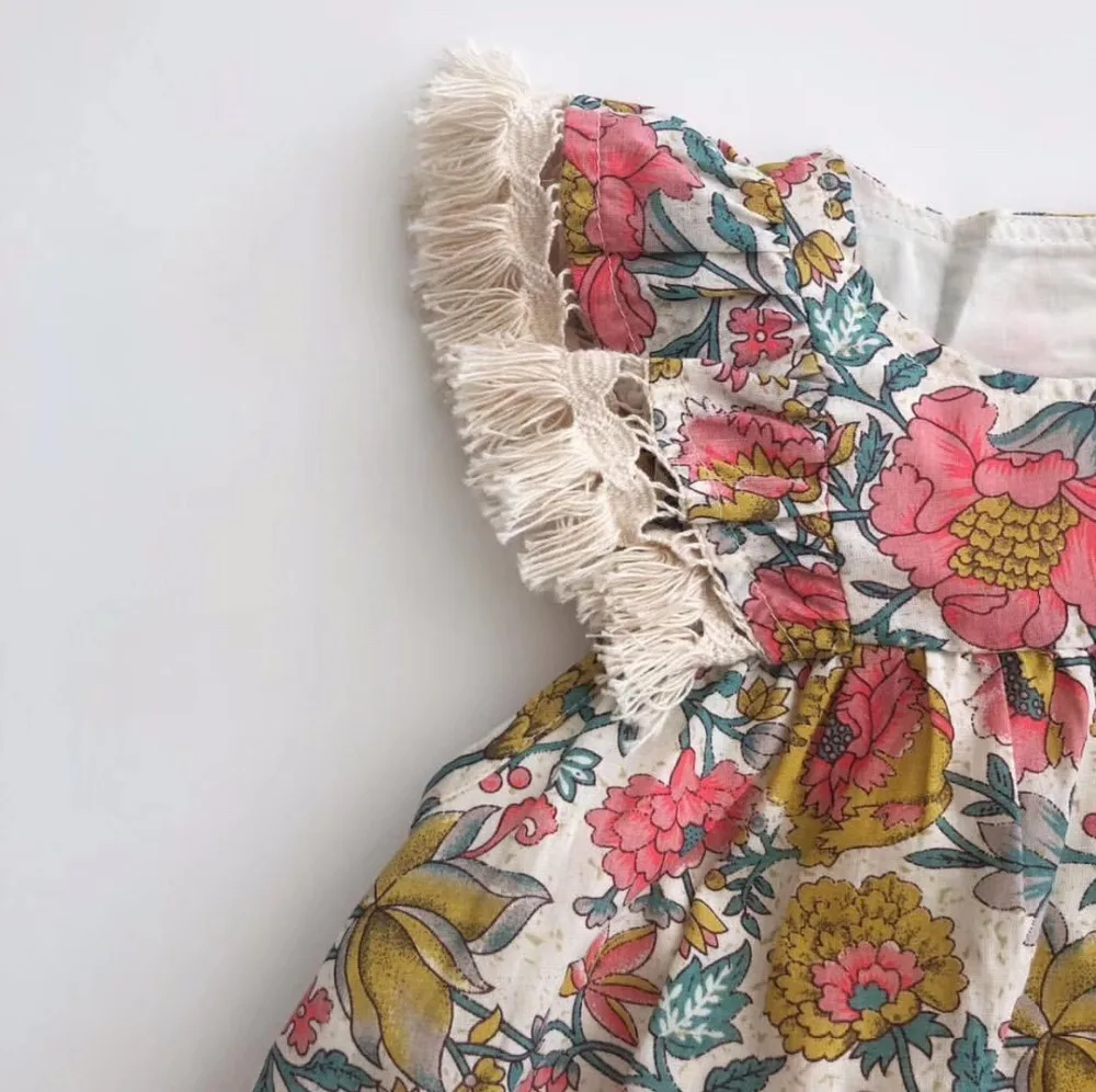 

sweet baby girks dresses tassel design toddler baby girls summer dress