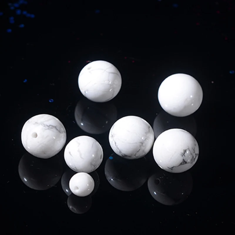 Natural Stone White Howlite Turquoises Round Loose Beads 4 6 8 10mm Spacer for Jewelry Making DIY Necklace Bracelet Finding A248 | Украшения