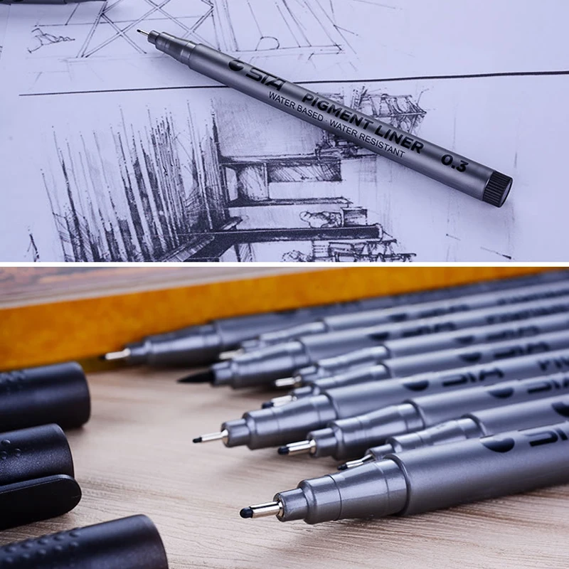 STA 9 шт./лот лайнер Pigma Micron ручка на водной основе с черными чернилами фломастеры