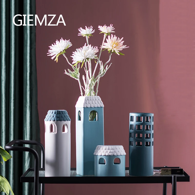 GIEMZA One Tower ваза Средиземноморский Маяк сине-белые вазы башни керамика Китай маленький или средний пол свадьба