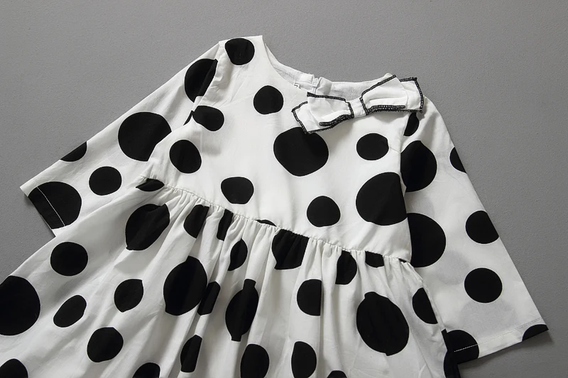Print Girls Clothes Black Dot Cotton Long Sleeves Girl Dress Europe Style Cute Children Spring Summer | Детская одежда и обувь
