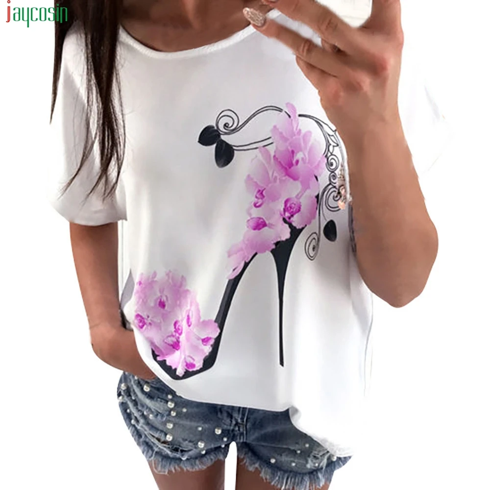 JAYCOSIN Harajuku стильные женские футболки 2019 новые с коротким рукавом на высоком
