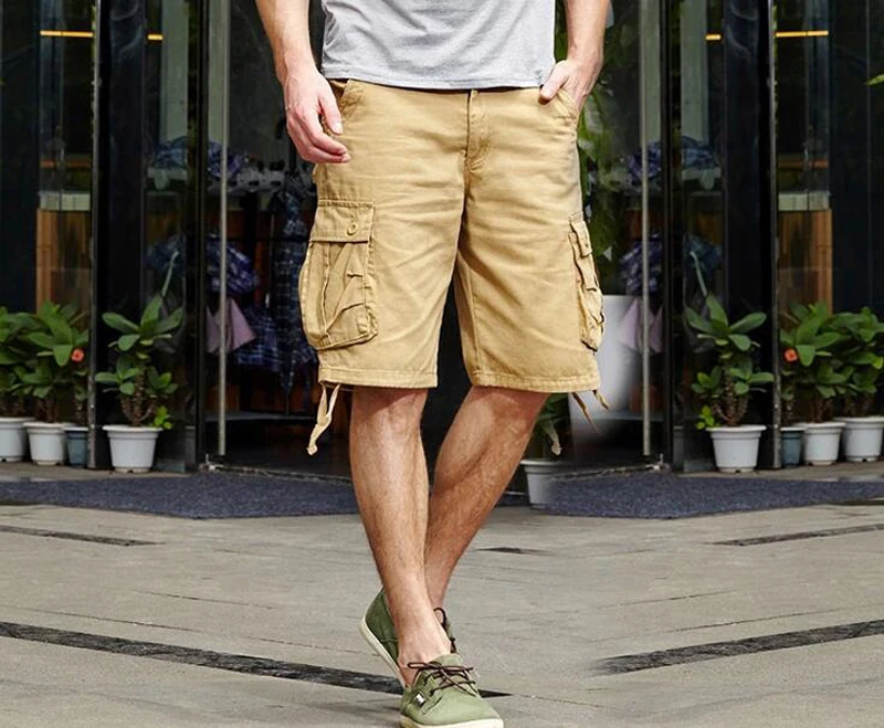 Cargo Shorts Men Summer Outwear Cotton Military Multi-pocket Overalls Mens Casual Straight Loose Army Short Pants Sports Shorts