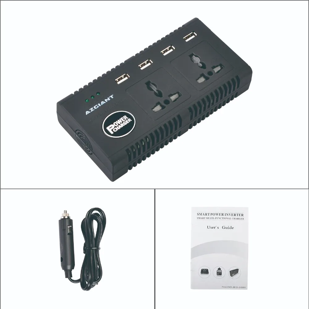 AZGIANT мощность 200 W Инвертор DC 12 В к AC 220 автомобильный преобразователь с 4 Порты и