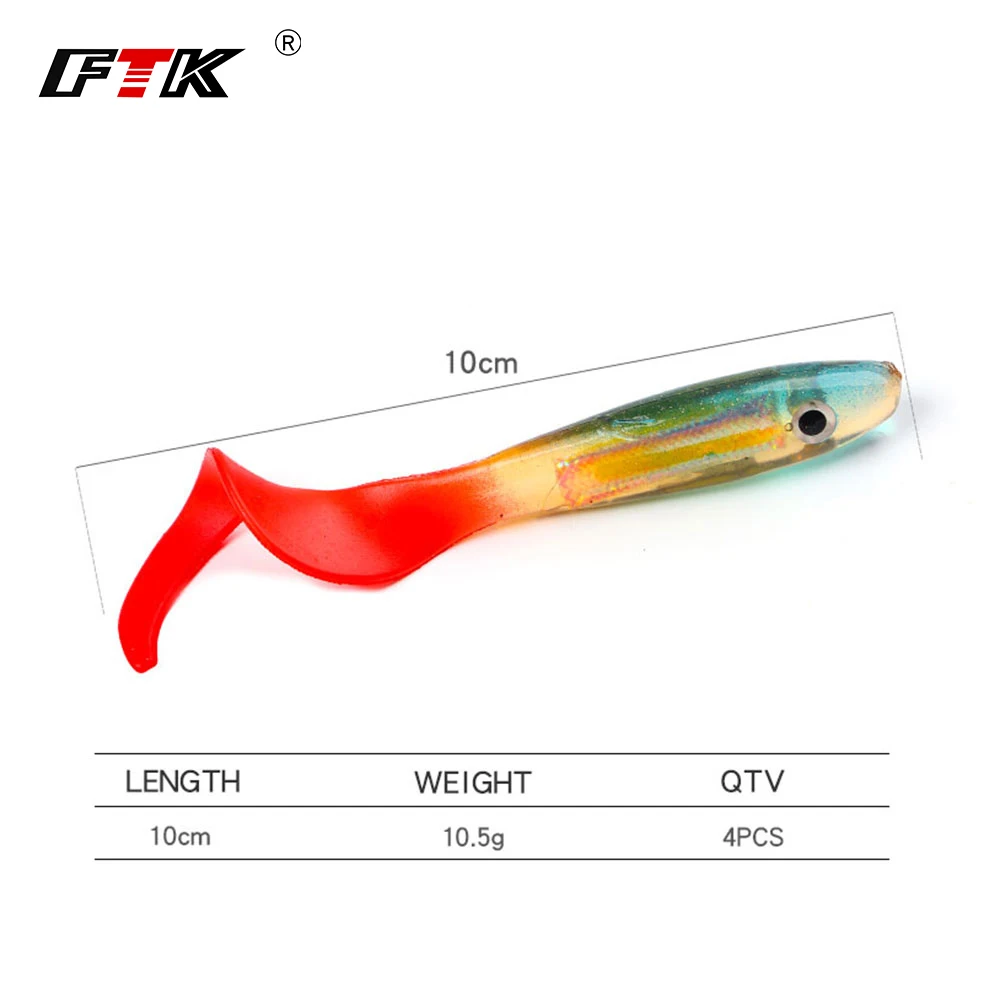 Приманка для рыбалки от FTK 4 шт. Мягкая приманка Minnow снасть аксессуары 3D глаз