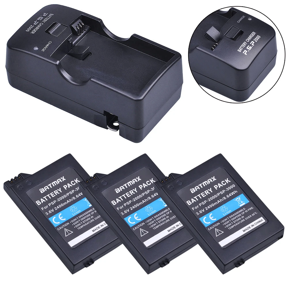3 шт. 6 V 2400mAh батареи + зарядное устройство наборы для Sony PSP2000 PSP3000 консоли|Батареи| |