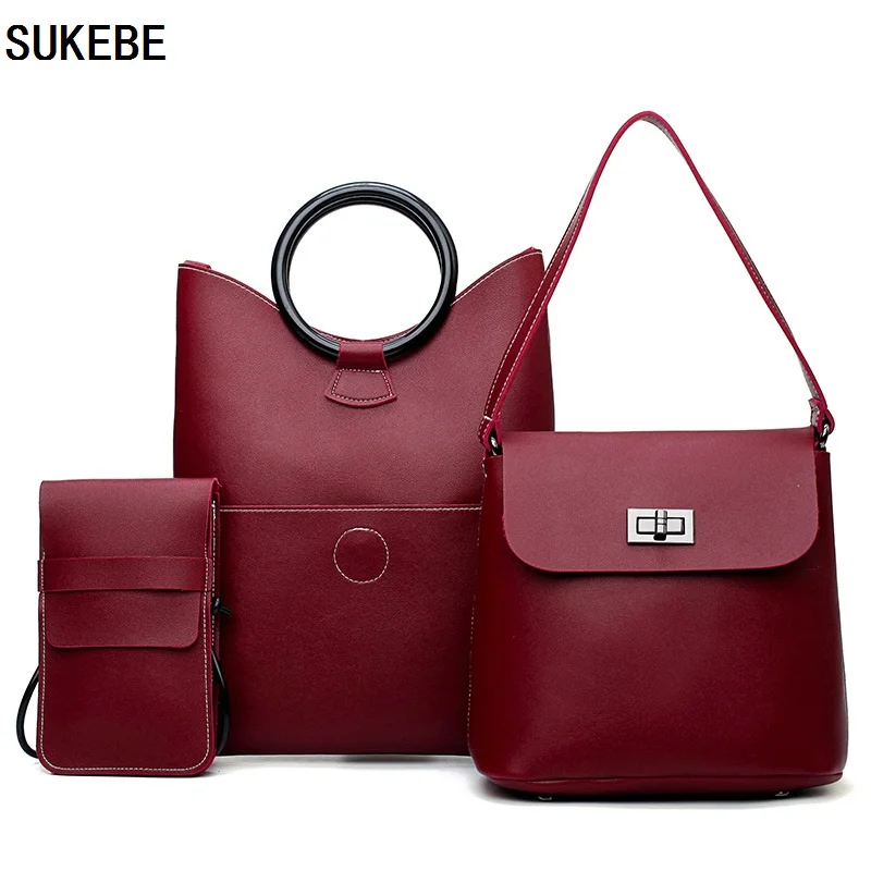 Sukebe Для женщин сумка Повседневное Tote Курьерские сумки брендов набор PU кожа