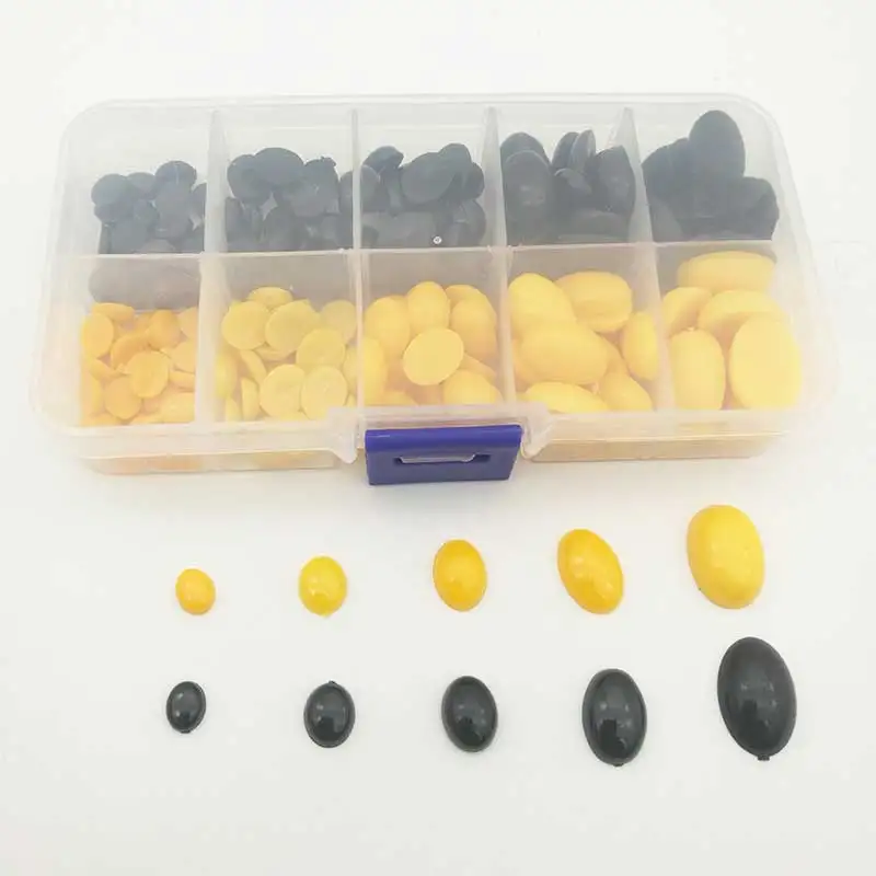 black and yellow 180 шт овальные плоские черные пластиковые глаза для кукол делая игрушки плюшевый медведь, куклы глаза кукла-амигуруми аксессуары глаза для кукол - Цвет: black and yellow