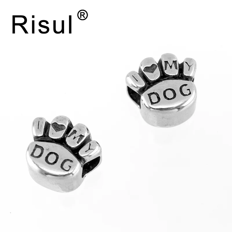 Risul 316 Stainless steel 3D Casting i love my dog slide pendant charm individualized Men/Women jewelry making pendants 2pcs | Украшения и