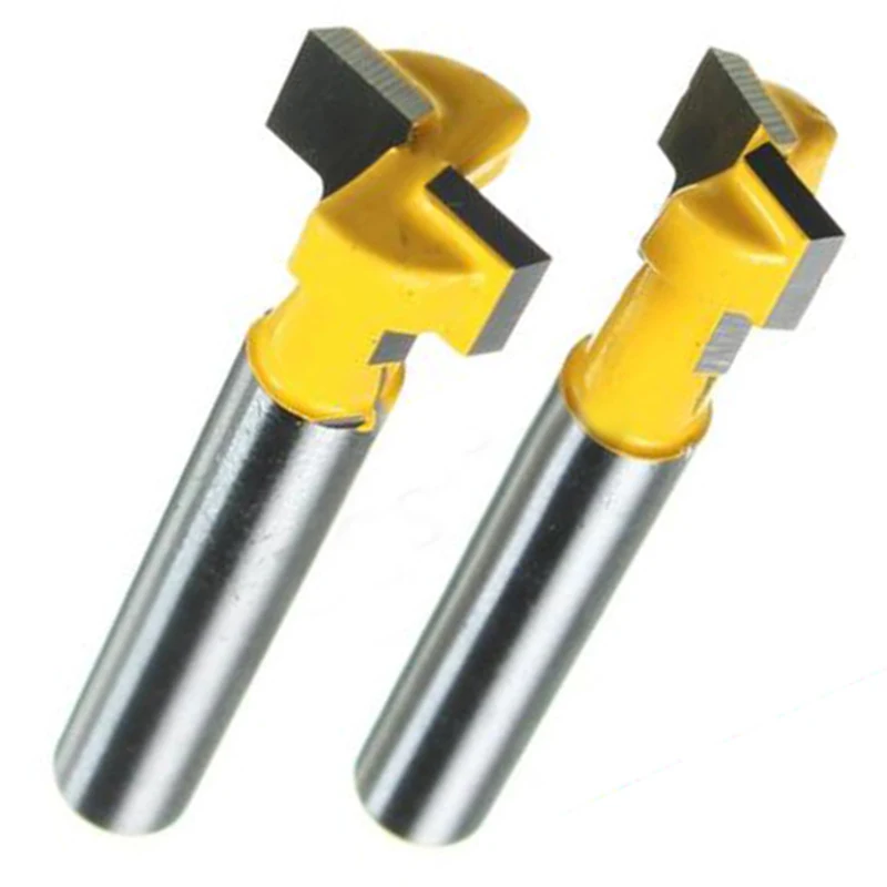 

2Pcs 3/8'' & 1/2'' T-Slot Cutter 1/4'' Shank Steel Handle Router Bits For Woodworking Tool