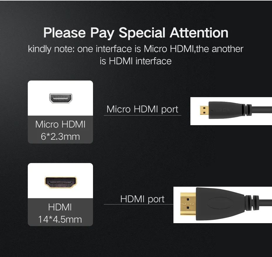 

100pcs/lot 16FEET 5m MICRO HDMI to HDMI cable with Ethernet Gold Plated for Cell phones 4.5M for win8 1080P 60HZ