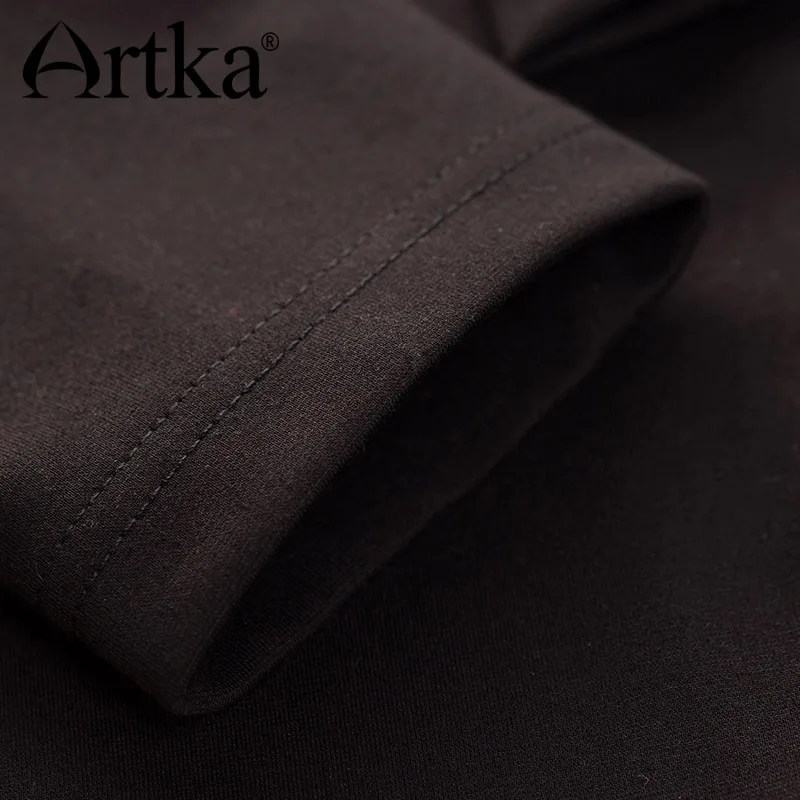 ARTKA винтажное женское платье осеннее платье с длинным рукавом женское черное платье с принтом женское элегантное платье для девочек LA10475Q