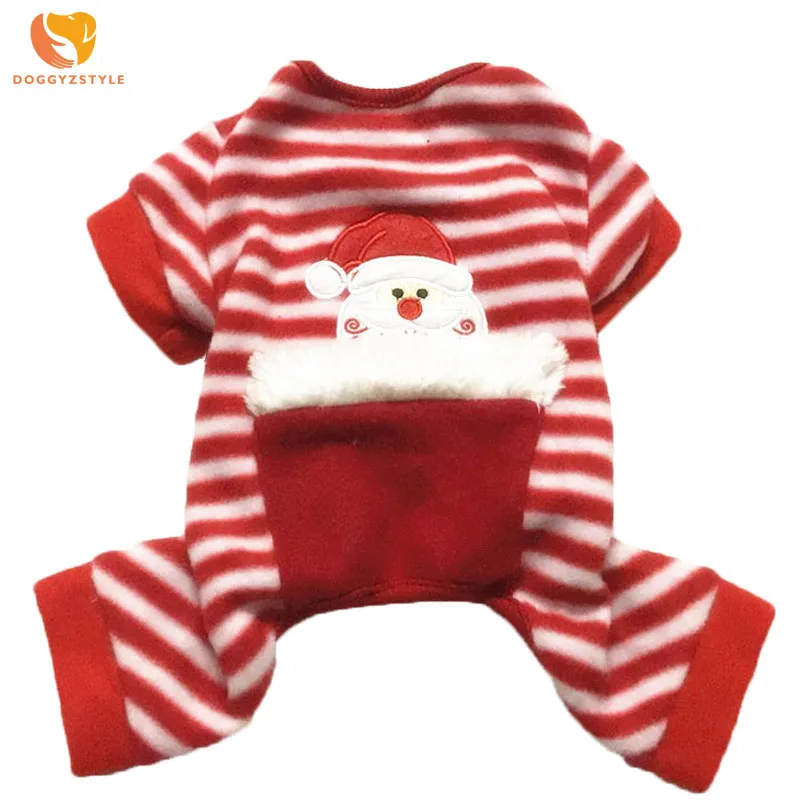 Полосатый коралловый бархатный теплый комбинезон для собак зимняя