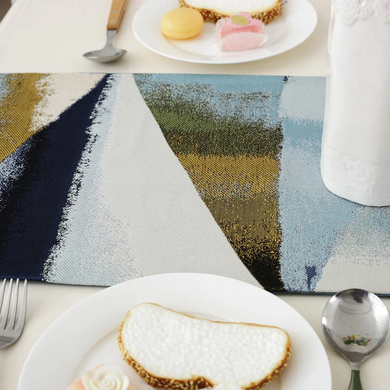 DUNXDECO скатерть из хлопчатобумажной смесовой ткани с синими геометрическими