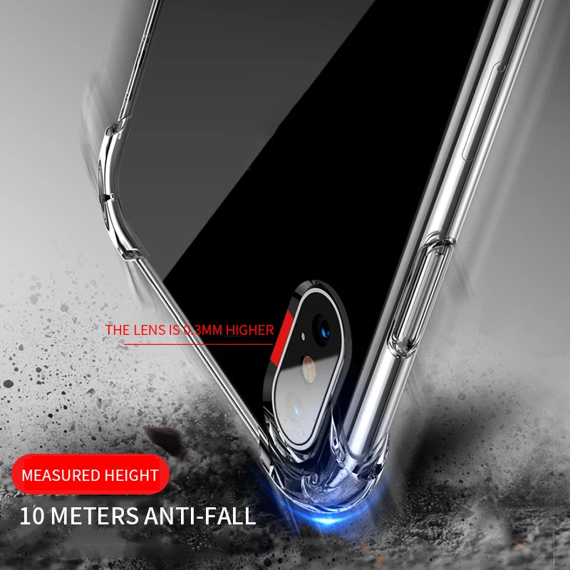 DPRUI drop proof phone case for iPhoneX/8/7/6sPlus Transparent soft shell silicone protective cover |