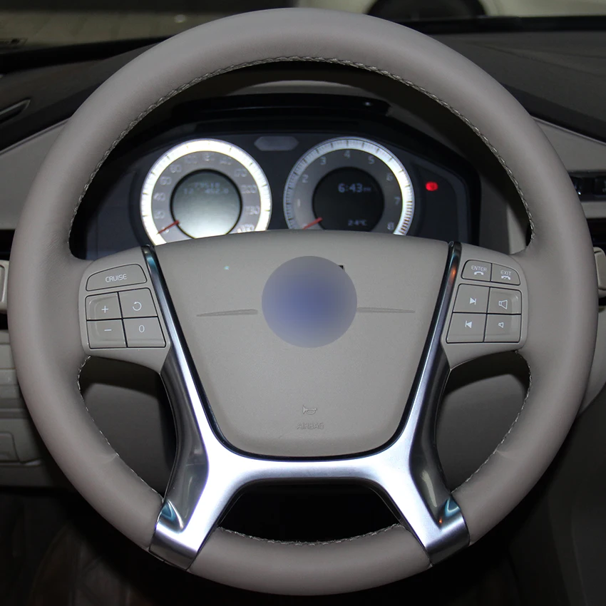 Beige Natural Leather Car Steering Wheel Cover for Volvo S80 2010 XC60 2010-2013 XC70 2011 | Автомобили и мотоциклы