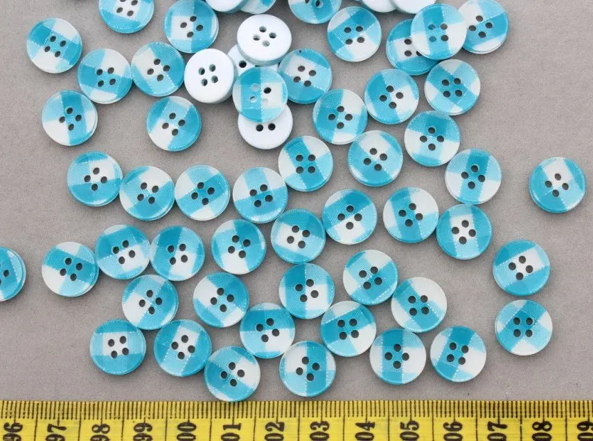 

800 pcs Resin blue stripes print Candy Buttons 4 holes 12mm you pick color