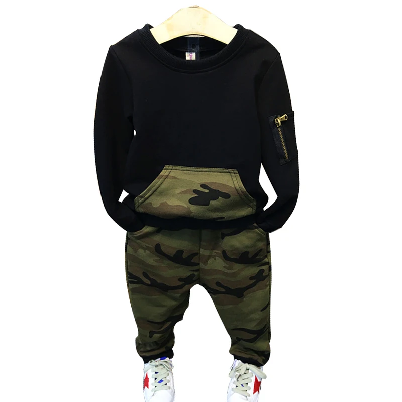 Boys camouflage clothing set Spring Autumn Kids cotton Long Sleeve 2pcs T-shirt Pant clothes suit For 2 3 4 6 8 years |