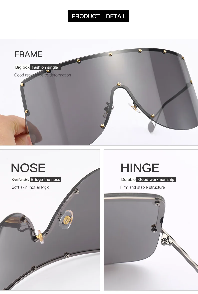 Women Oversized Sunglasses Men Goggle Fashion Shades UV400 Vintage Glasses 46464