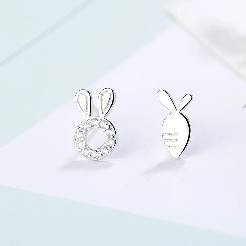 

FENGLI Cute Silver Color Bunny Rabbit Earrings for Women Creative Cartoon Lovely Animal Stud Earrings Gifts Kids Bijoux