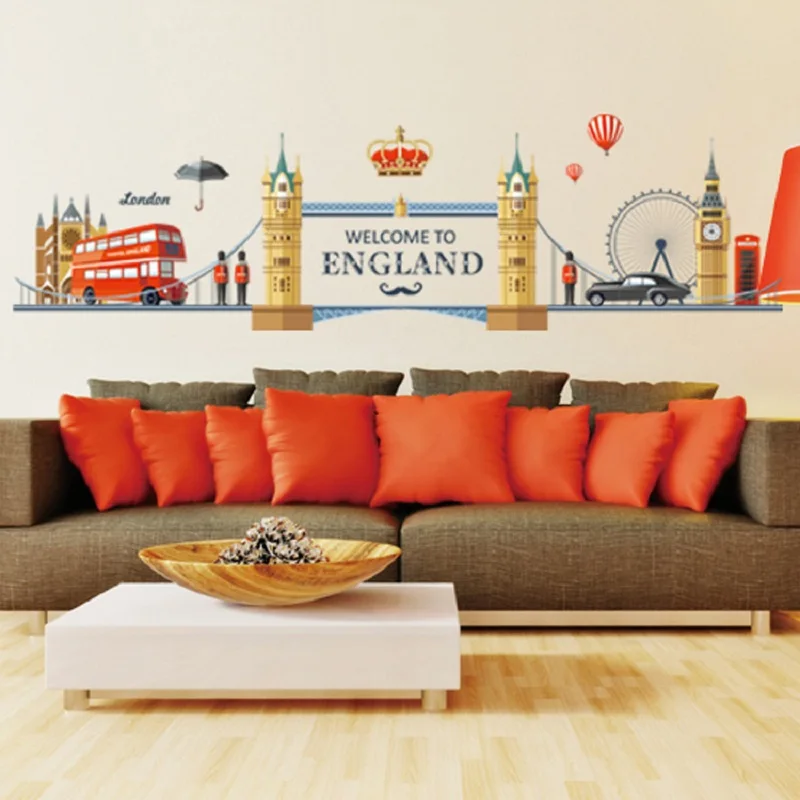 

London Skyline Wall Decal City Silhouette England London Scape Wall Decal Murals Living Room Office Wall Art Rotterdam Skyline