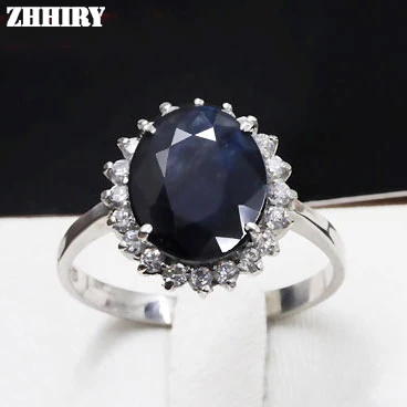 Кольцо женское из серебра 925 пробы с натуральным сапфиром 10 х12 мм|ring|sterling silver blue gem