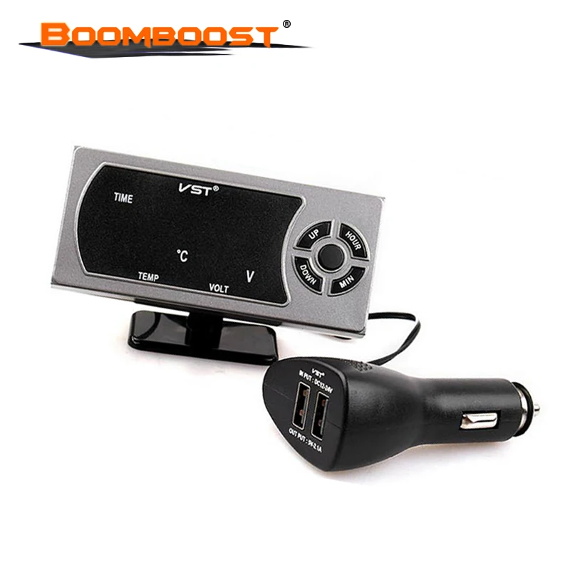 Автомобильное зарядное устройство для телефона 2 1 а с двумя USB-портами вольтметр