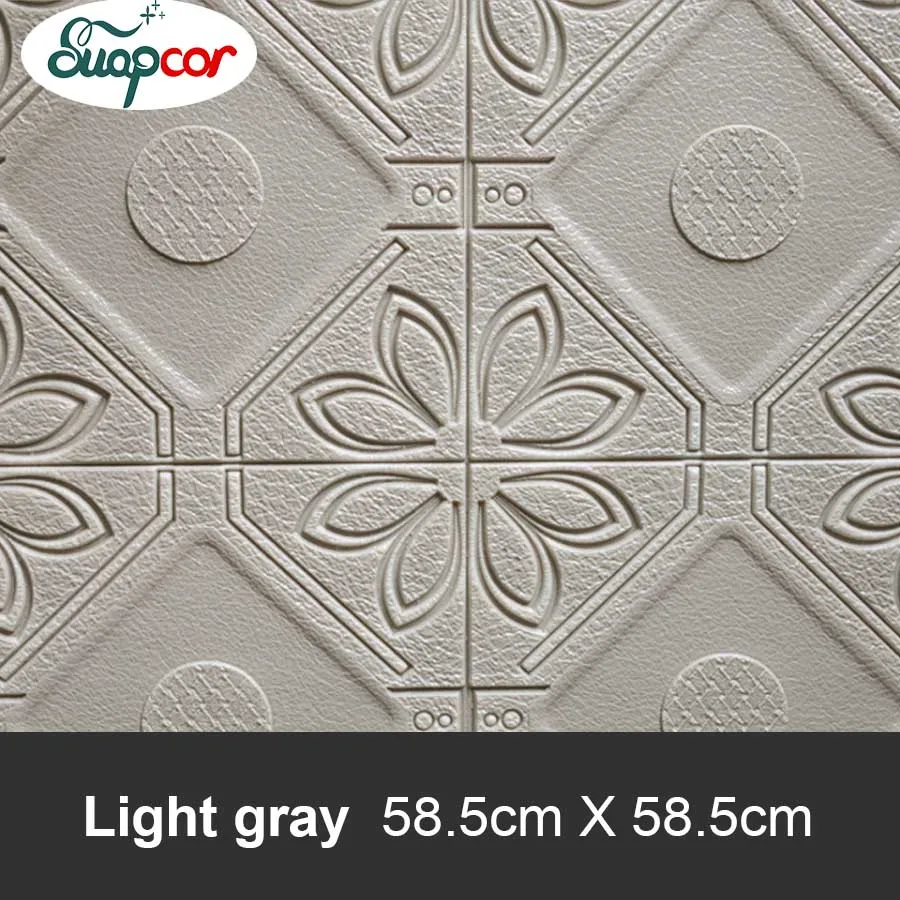 Light gray Самоклеющиеся пенные 3D обои водонепроницаемые DIY настенные наклейки для спальни Настенный декор гостиной ТВ потолок креативная настенная панель - Цвет: Light gray