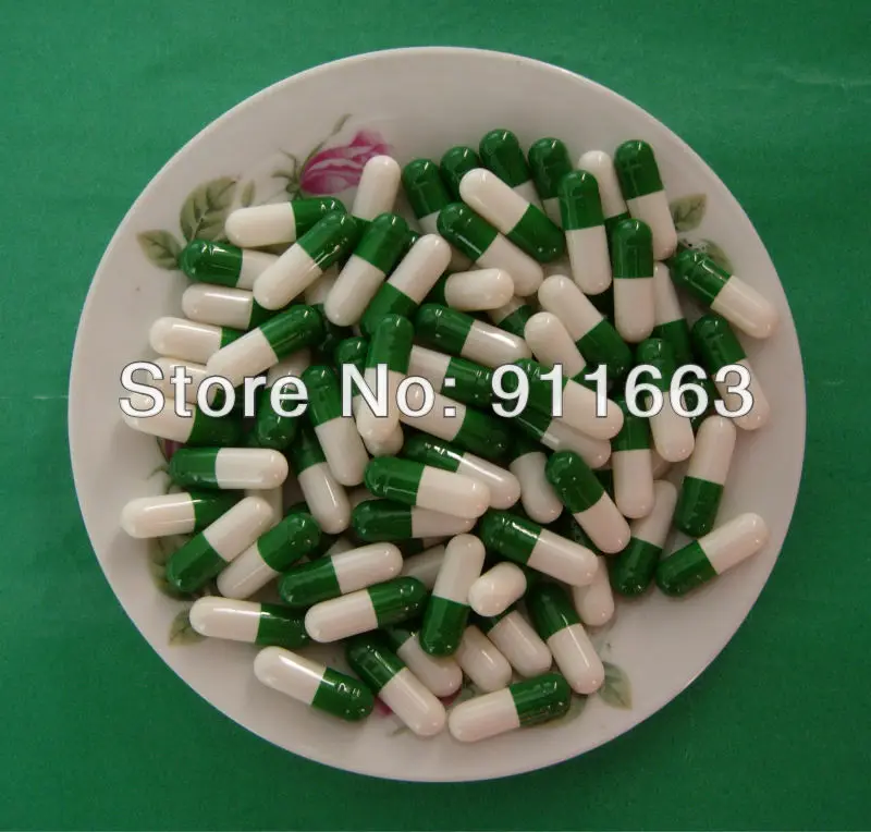 

00#10,000pcs!Dark Green-White Colored Empty Capsules,Hard gelatin empty capsule size 00( joined or seperated capsule available!)