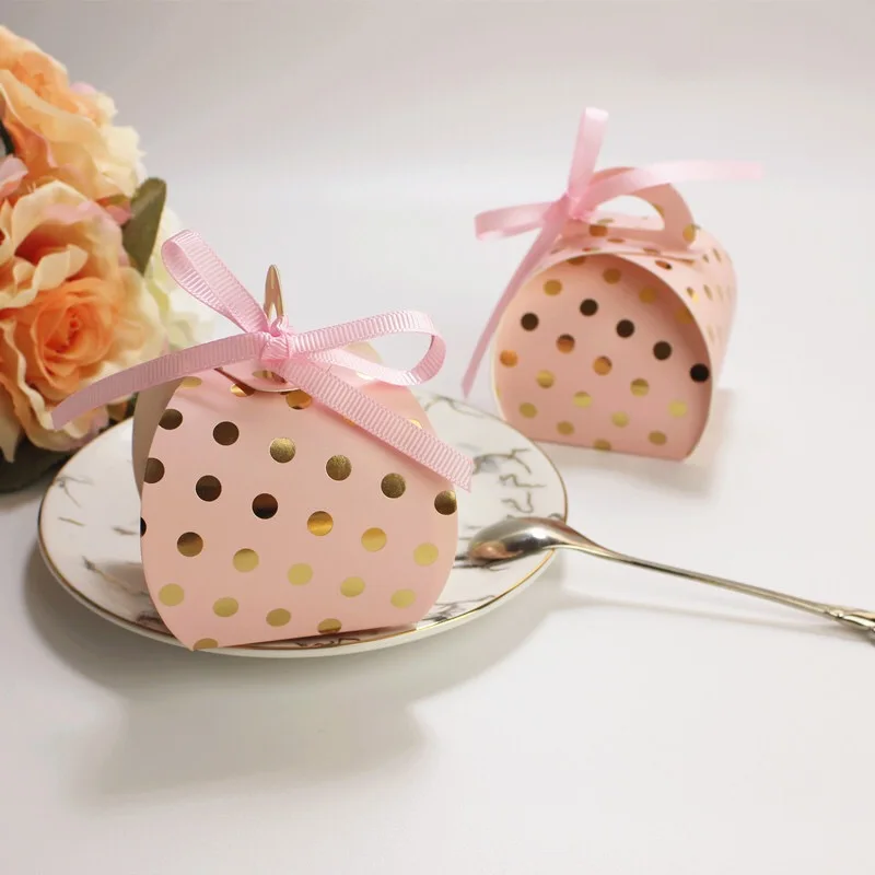 100 шт Свадебные сувениры розовое в горошек фламинго печенье коробка для конфет с