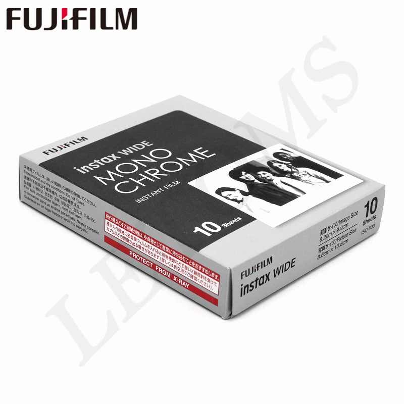 Оригинальная широкая монохромная пленка Fujifilm Instax белая 10 листов для камеры Fuji