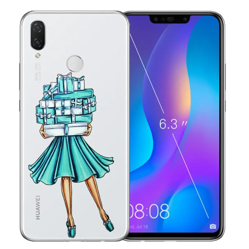 Модные синие коробка девушка кошка и Кофе Жесткий Телефон для ПК чехол Huawei P7 P8 p9