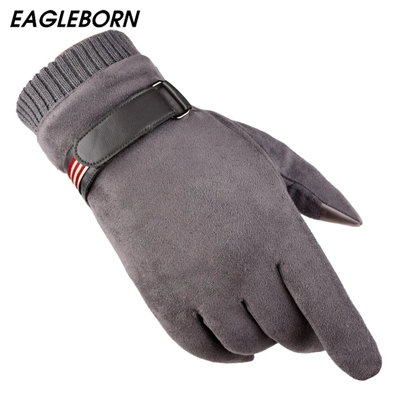 Мужские перчатки EAGLEBORN с закрытыми пальцами зимние для смартфона кашемировые