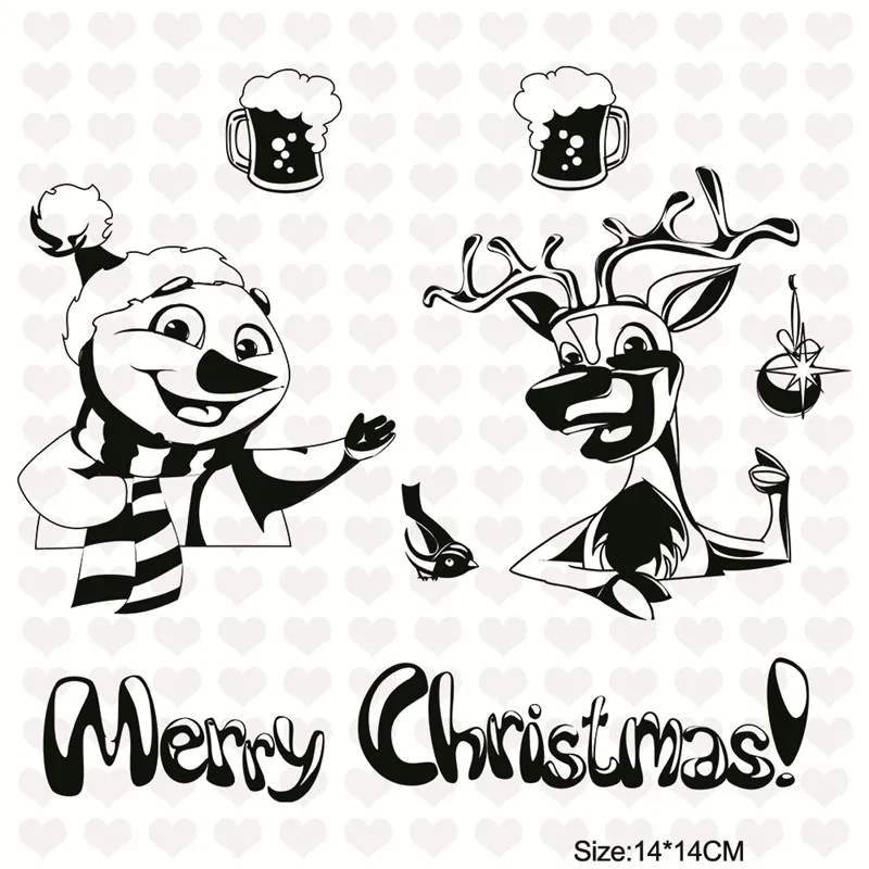 GJCrafts 14*14cm Clear Stamp and Metal Dies Scrapbooking Xmas Deer Snowman Cutting Die Cuts for Christmas Card Making | Дом и сад