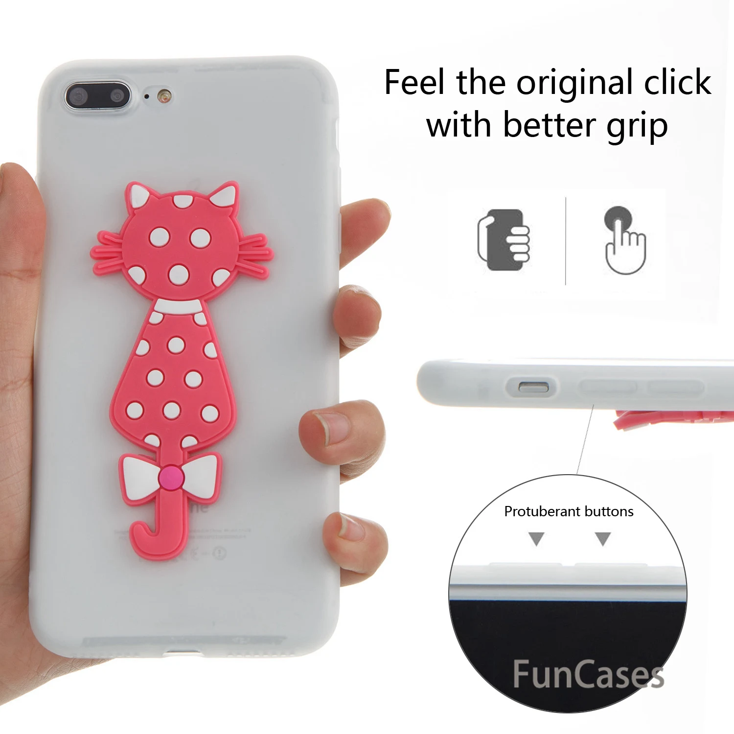 Прекрасный случай кошка СПС Carcasa iPhone 7 Plus Мягкая силиконовая задняя крышка