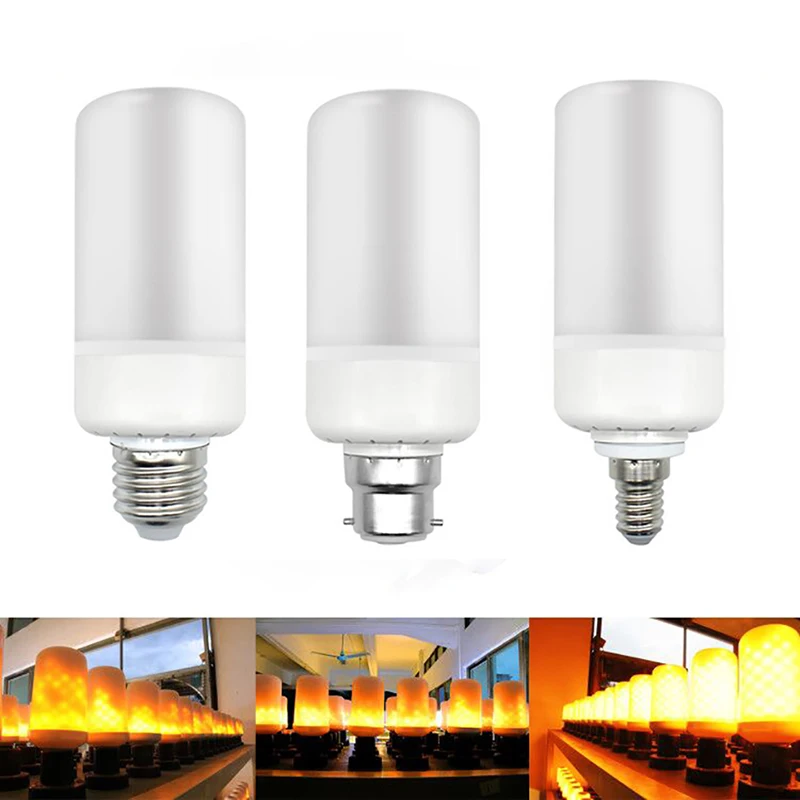 

2017 New 63pcs 2835 SMD LED Flame lamps Effect Fire Light Bulbs AC85-265V 5W Flickering Emulation E27 E26 flame Lights 1300K