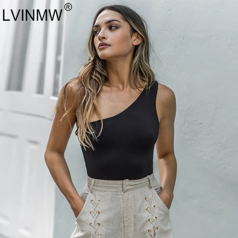 Боди LVINMW женское облегающее на одно плечо без рукавов 2019|Боди| |